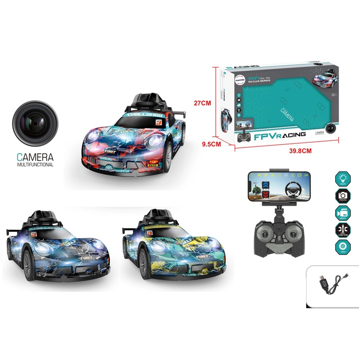 Mamido RC versenyautó távirányítóval és WiFi kamerával, sárga