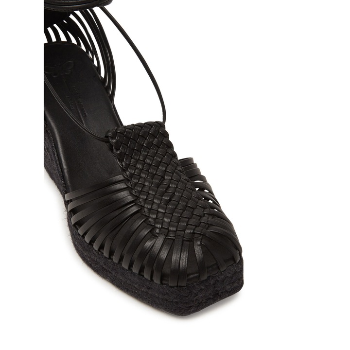 Női espadrilles, Weekend Max Mara, Quirino, természetes bőr, fekete, 35 EU