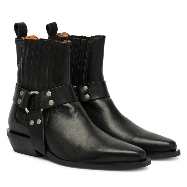 Botine dama 003 GWN99.000.C0003L, Replay, Piele naturala, Negru, 37 EU