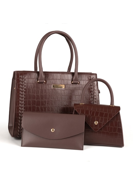 Vivisence Geanta Dama De Mana - Set 3 In 1 Din Piele Ecologica Cu Curea Reglabila Pana La 123 Si Doua Buzunare Interioare - Organizare Sigura In Fiecare Zi Si Stil Rafinat La Munca Si In Calatorii