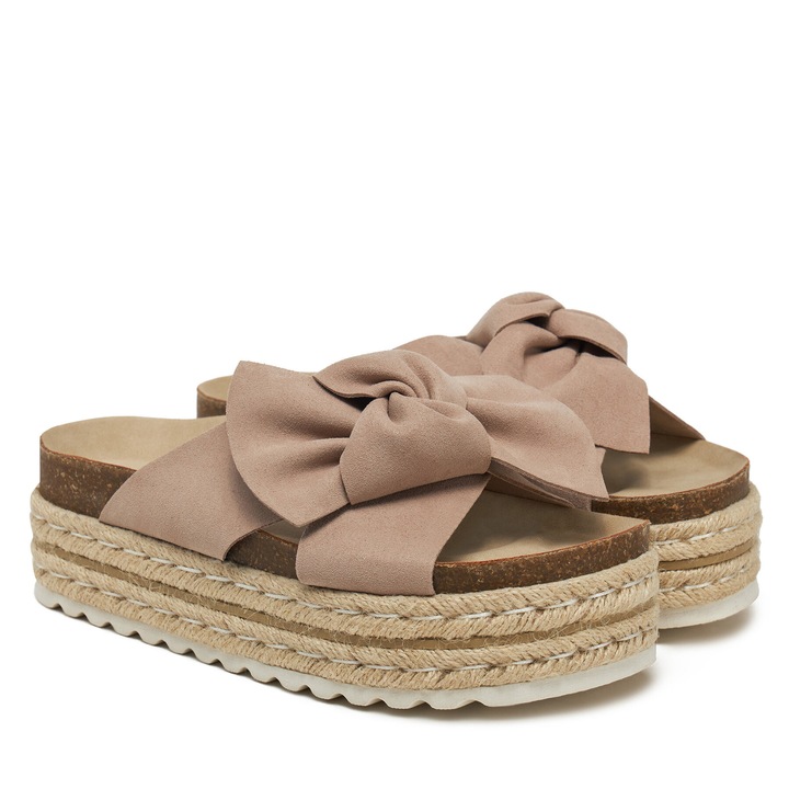 Slapi Deezee, bej, textil, pentru femei