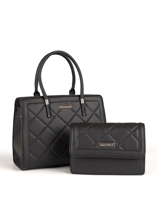 Vivisence Femei Geanta De Mana - Set 2 In 1 Din Piele Ecologica Cu dwqfqCurea Reglabila - Compartiment Principal Cu Fermoar Si Buzunare Interioare - Purtare Pe Umar Sau In Mana Pentru Zilnic Si Birou