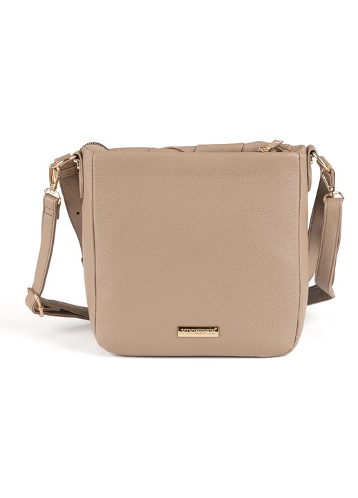 Vivisence Femei Válltáska - Ökológiai Bőrből Fonott Előlappal és Arany Részletekkel - Állítható Szíj 125 cm-ig Két Belső Zseb Cipzáros Záródással a Mindennapi Rendszerezéshez és Kényelemhez