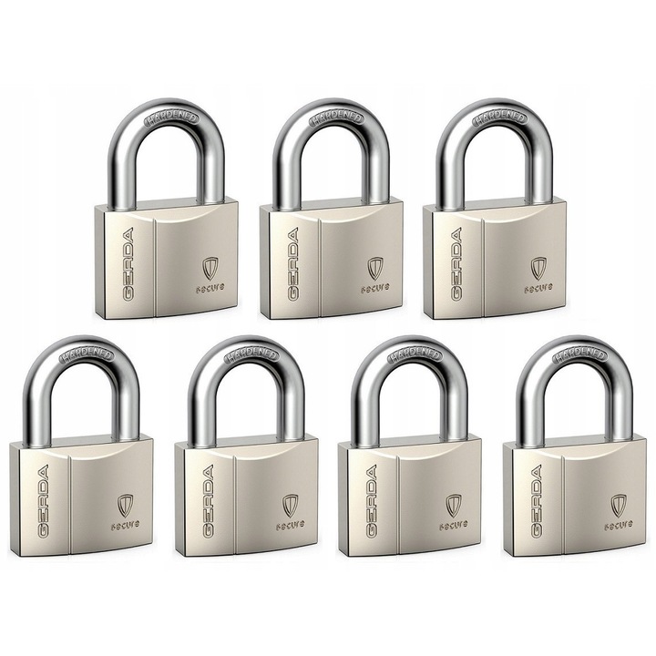Set 7 lacate Gerda Secure, 40mm, cu 21 chei, din nichel