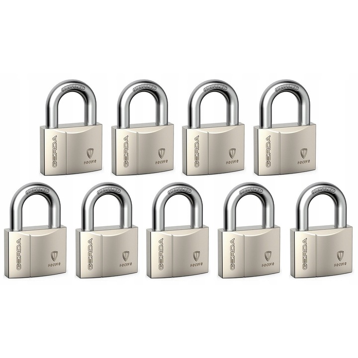 Set 9 lacate Gerda Secure, 50mm, cu 27 chei, din nichel