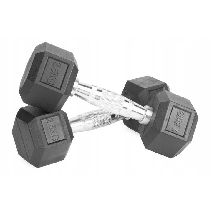 Set haltere HEX 2x2,5kg SPORT BLAST, greutate totala 5kg, dimensiuni 9x25,5cm, culoare neagra