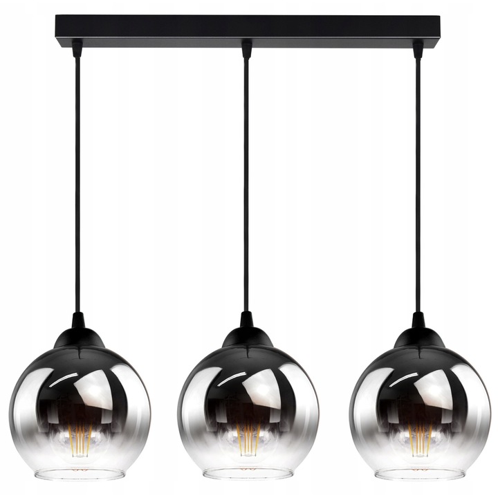 Висяща лампа с 3 графитено-прозрачни глобуса, модерен дизайн