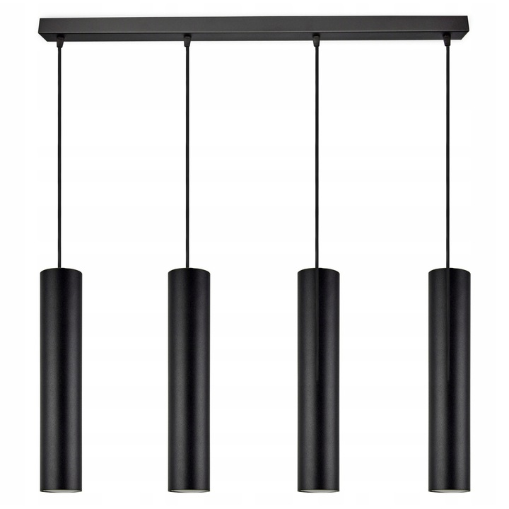 Lampa Suspendata Moderna, 4xE27, Reglabila pe Inaltime, Negru Mat