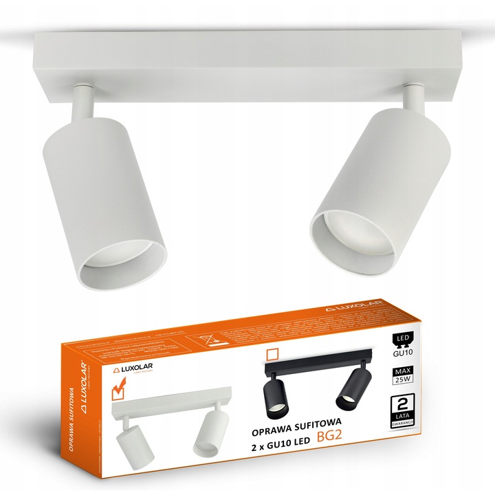 Lámpa Plafon Spot Fém Fehér 2xGU10 LED BG2 - Modern Design
