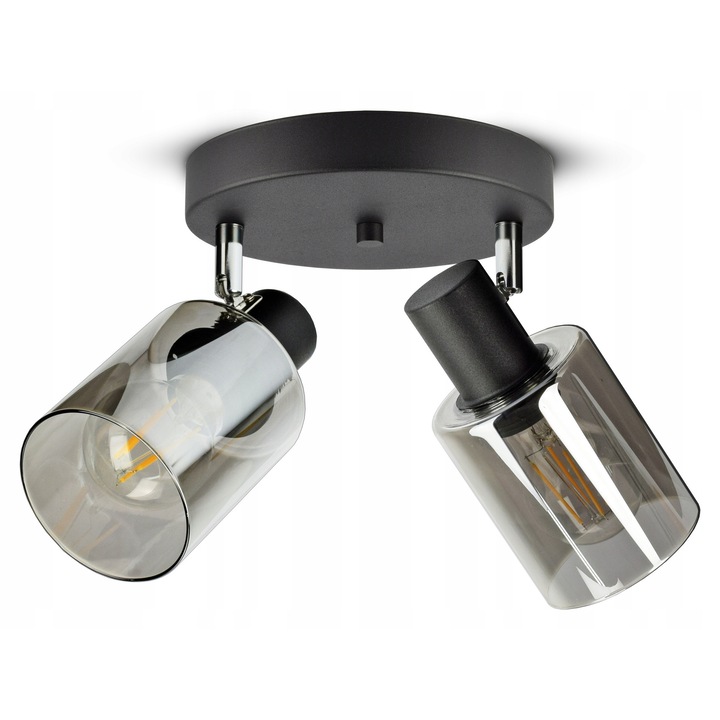 Függő Fekete Üveg Plafonlámpa E27 LED 2 Fényforrás