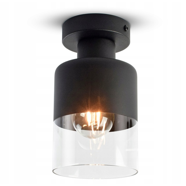 Lampa Plafon Dual Glass LED E27 Fekete - Modern Design