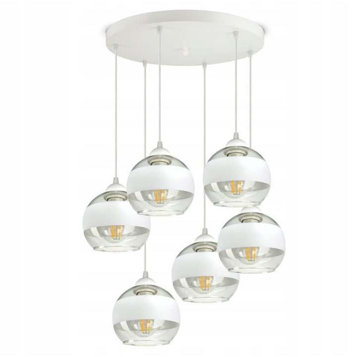 Lampa Suspendata Alba Sticla 6xE27 Moderna EZ6 Luxolar