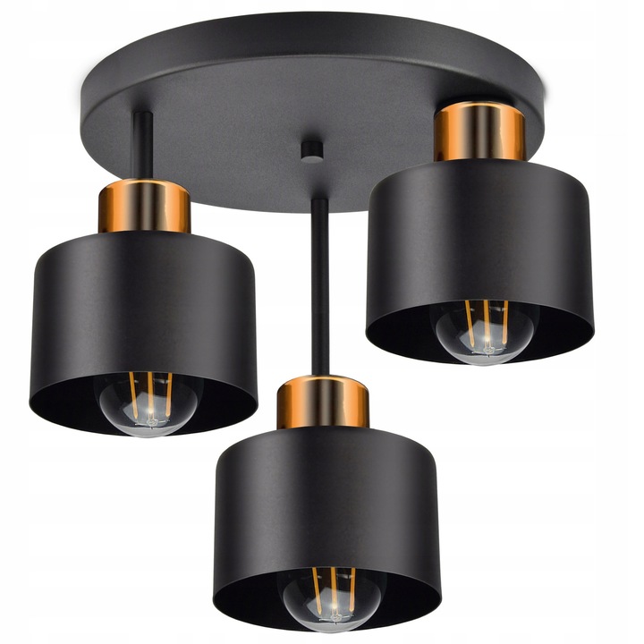 LED лампа за таван Luxolar E27 матово черно с медни акценти
