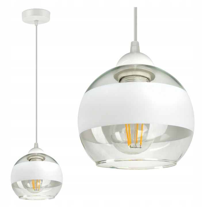 Fehér Üveg Függesztett Lámpa EZ1 LED E27