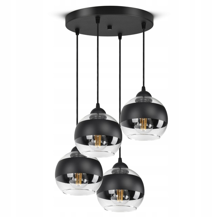 Lampa Plafoniera Suspendata Neagra Sticla Sfere LED E27