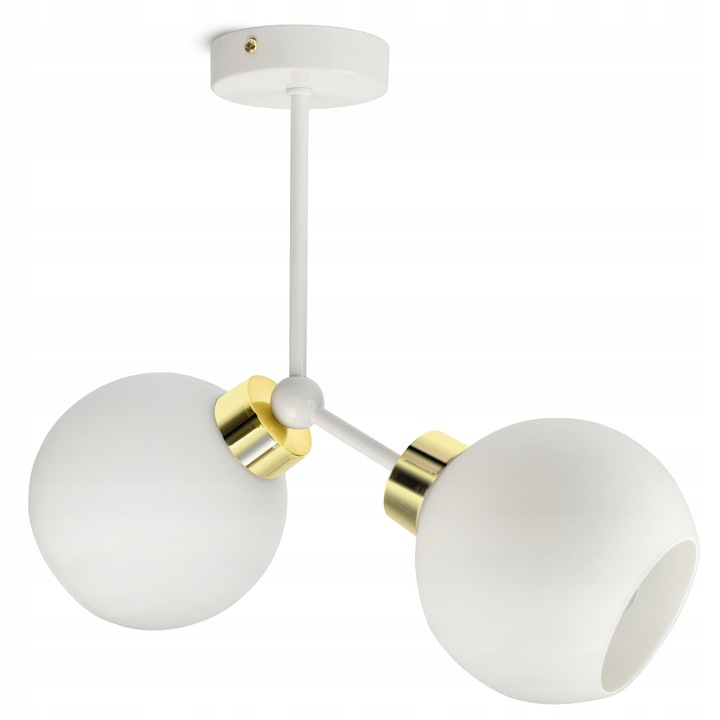 Lampa Wisatoare Alba din Sticla, 2xE27, Design Modern