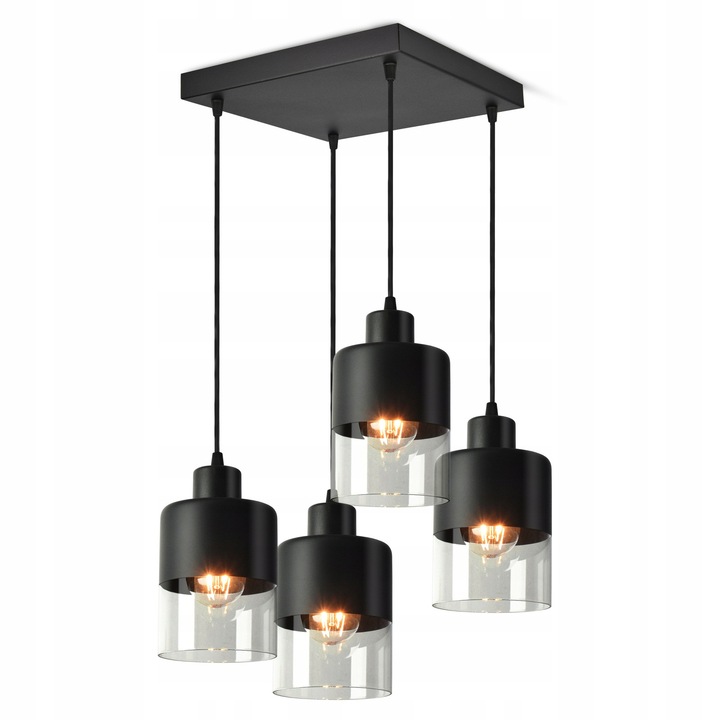 Висяща таванна лампа Dual Glass LED E27 Черна 568-AZ4