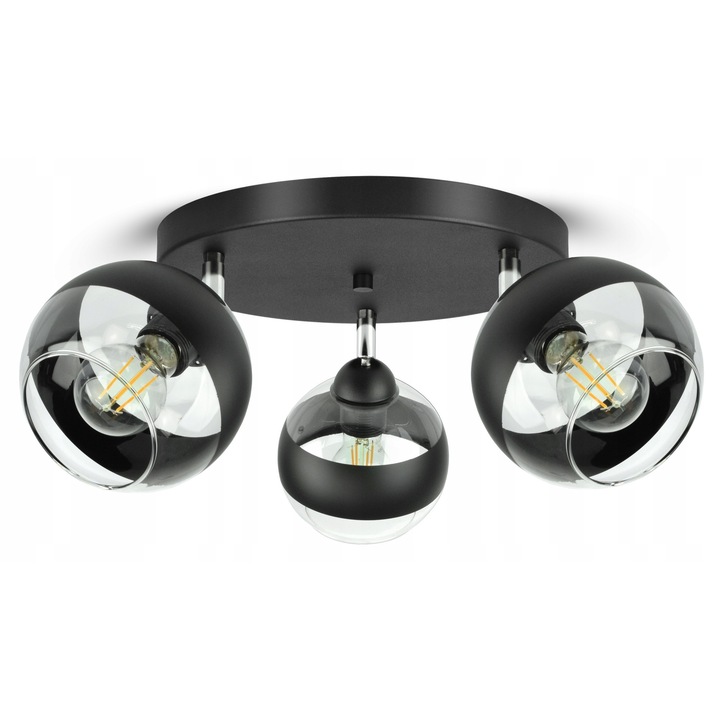 Модерна висяща лампа Black Belt, 3xE27, черно стъкло, елегантен дизайн