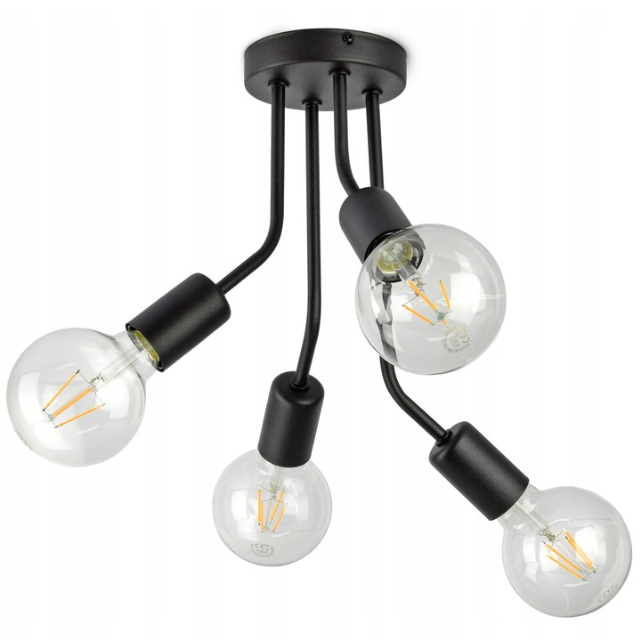 Плафониера Loft Edison G95, 4x E27, Мат, Метал