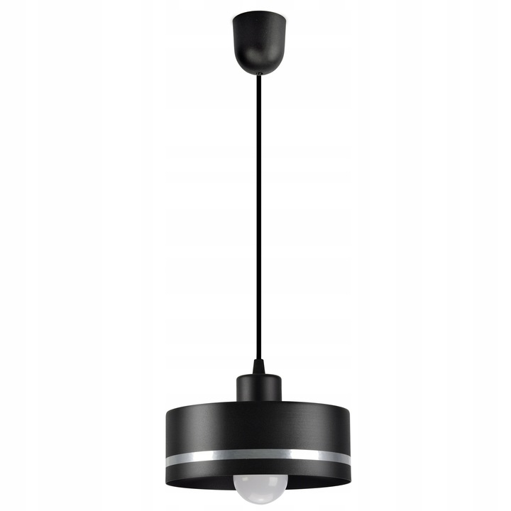 Lampa Plafoniera Metalica Neagra cu Banda Argintie E27