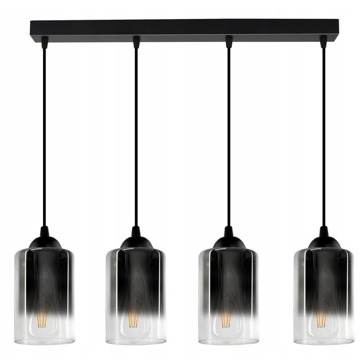 Висяща лампа с 4 тръби, графит прозрачен, модерен дизайн