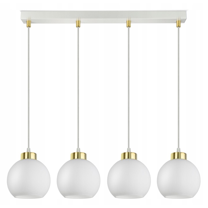 Lampa Wisatoare Alba Sticla 4x E27 Moderna