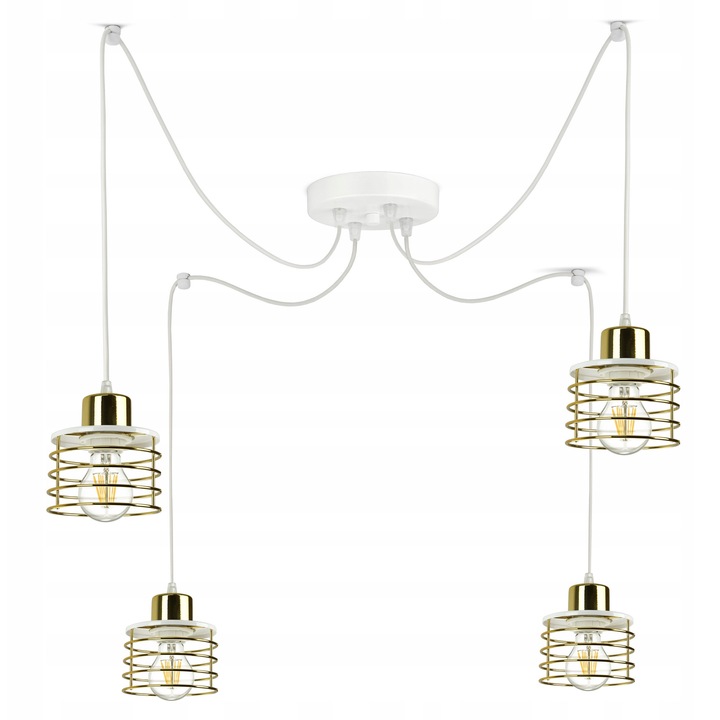 Висяща лампа Glamour Spider E27 4x60W Бяла/Златна/Хром/Мед