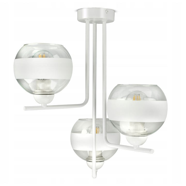 Lampa Wisatoare Alba din Sticla, 3xE27, Moderna
