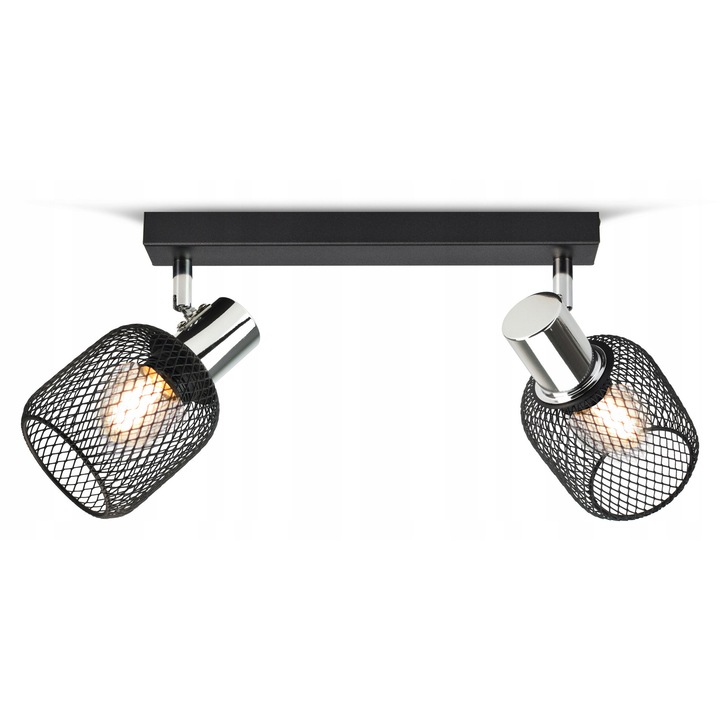 Lampa Plafon Vintage LOFT 444-BG2 E27, Metal, 2x E27, Negru