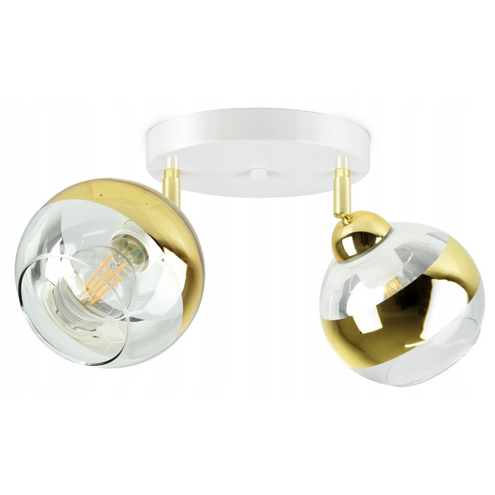 Lámpa Plafoniera Üveg Fehér-Arany EG2 LED E27