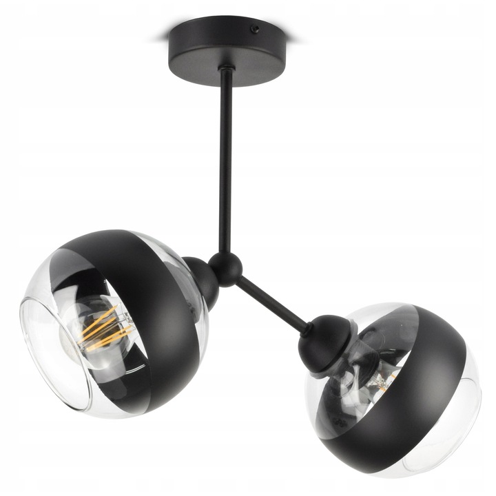 Lampa Plafoniera Suspendata Black Belt, 2x E27, Sticla Neagra