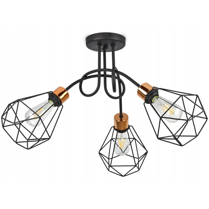 Плафониера Диамант Мед LED - Модерен Стил, 3 Крушки E27