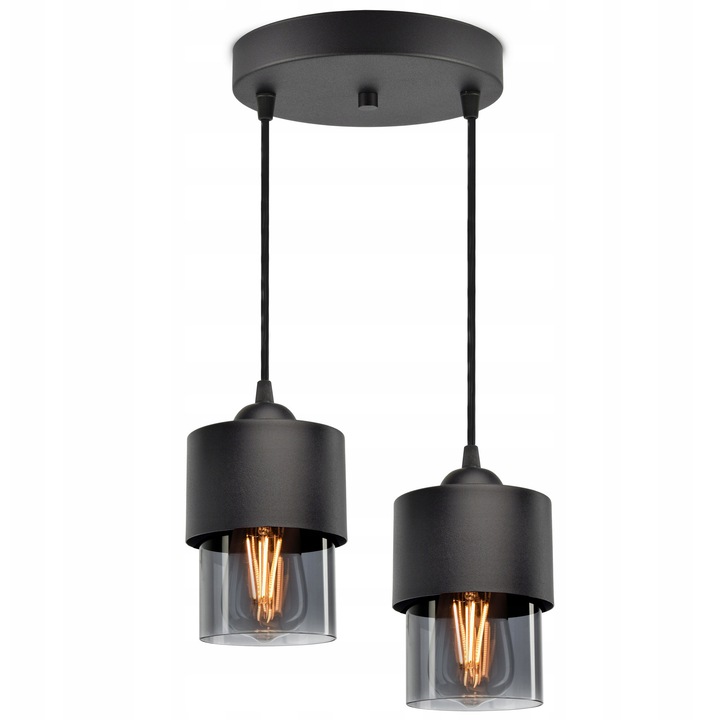 Модерна висяща лампа Метал-Стъкло Графит, 2xE27