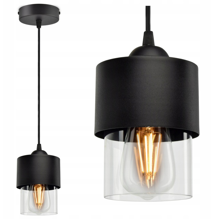 Modern fém-átlátszó üveg függőlámpa E27