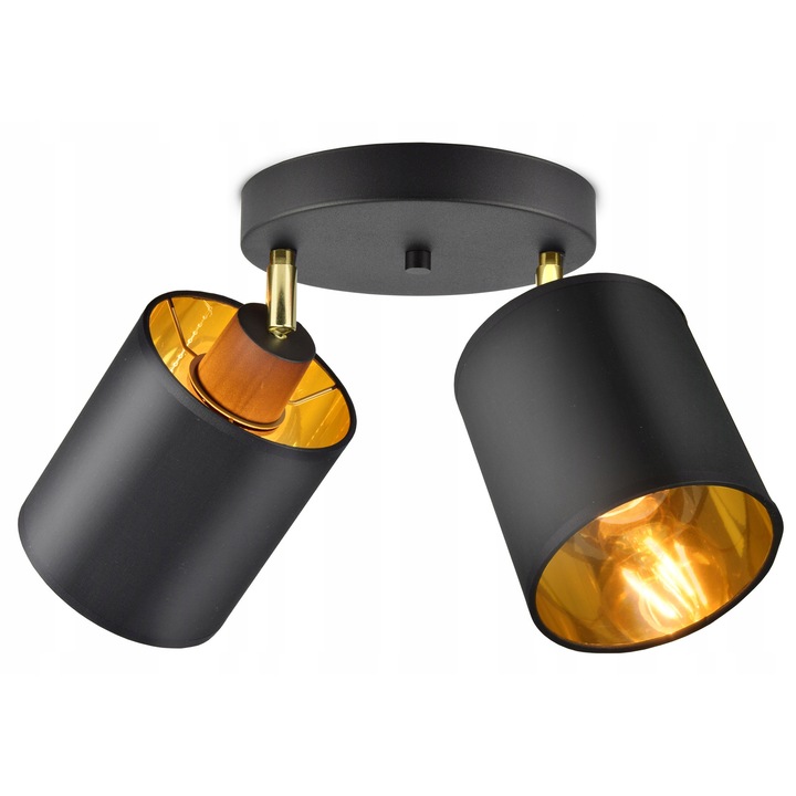 Плафон Lampa Modern Negru-Златист, 2 въртящи се абажура, E27