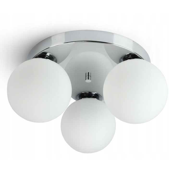 Lampa Plafoniera Suspendata Globe Glass 560-E3 G9 Bile Albe Crom