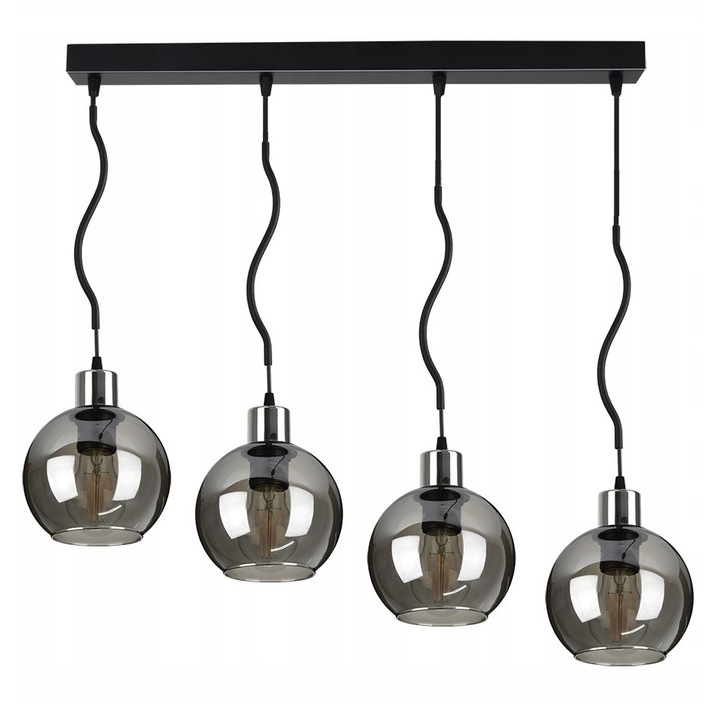 Lampa Suspendata SPLINE Cromata cu Globuri din Sticla - 4 Puncte Lumina