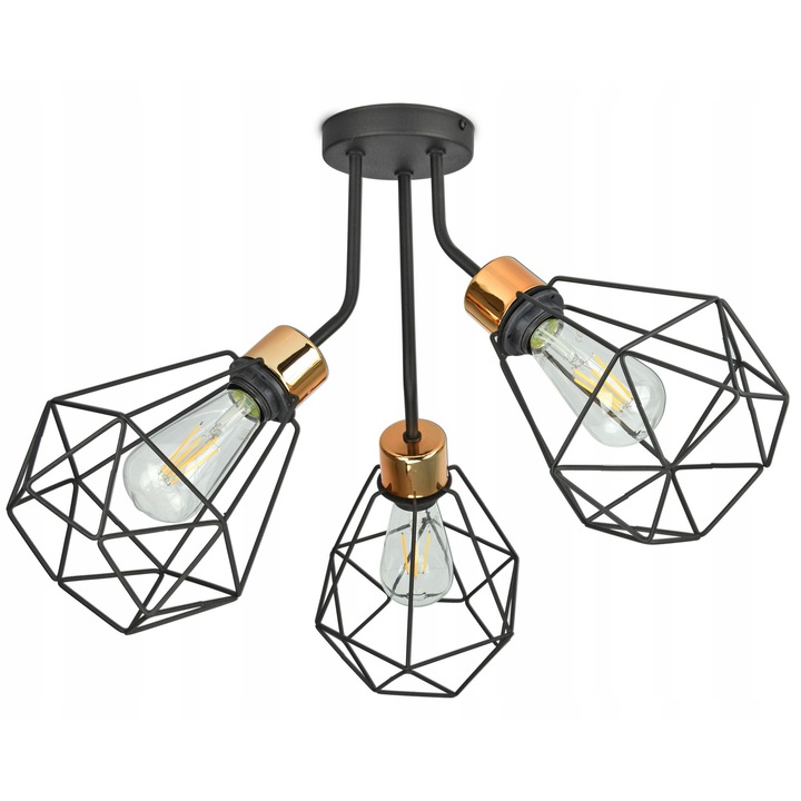 Висяща лампа Diamant Медна LED - Модерен дизайн, 3xE27