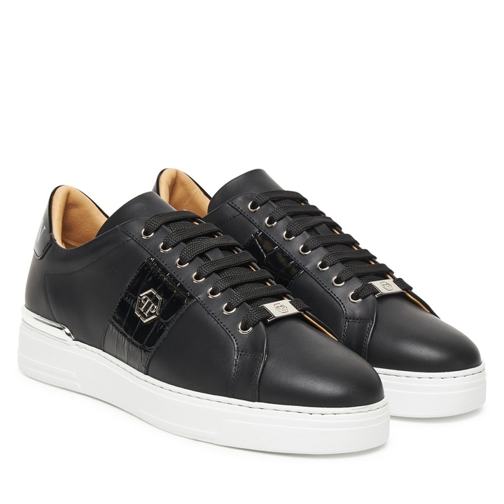 Férfi Philipp Plein cipő, természetes bőr, fekete, PLE010N, 45 EU