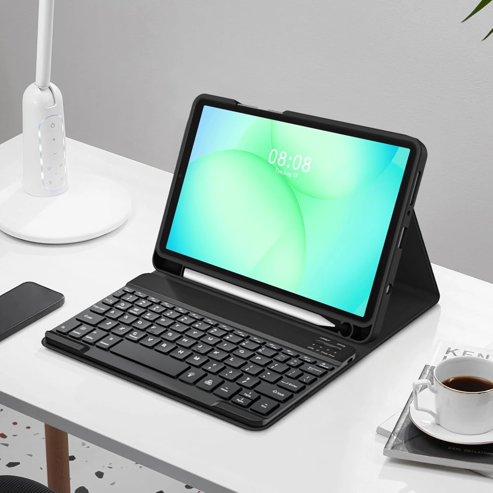 Husa pentru Samsung Galaxy Tab A11 8.7 inch cu tastatura iluminata wireless detasabila RGB 7 lights, Bluetooth, USB Type-C, functie stand si slot stylus + mouse wireless RGB lights, negru