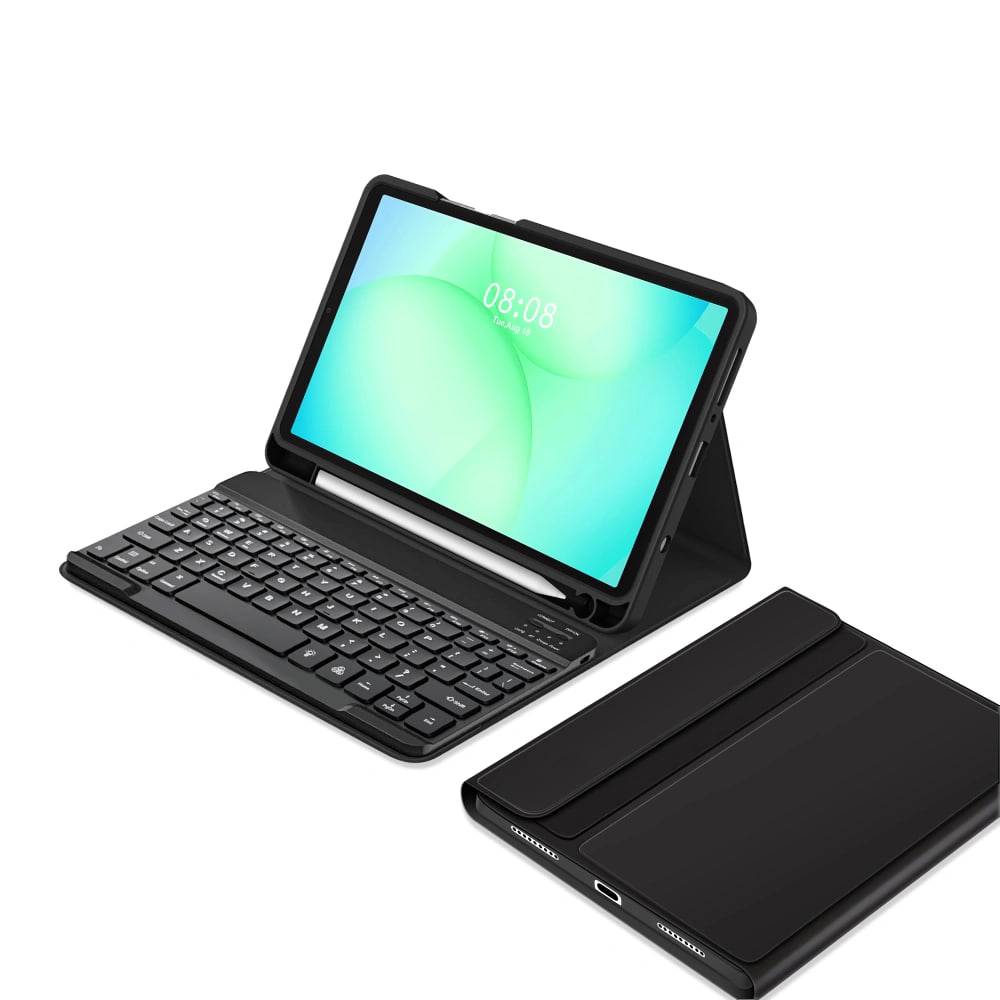 Husa pentru Samsung Galaxy Tab A11 8.7 inch cu tastatura iluminata wireless detasabila RGB 7 lights, Bluetooth, USB Type-C, functie stand si slot stylus + mouse wireless RGB lights, negru