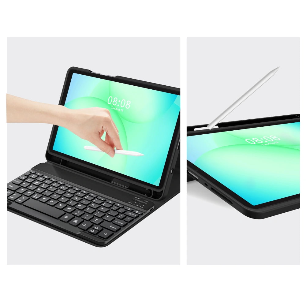 Husa pentru Samsung Galaxy Tab A11 8.7 inch cu tastatura iluminata wireless detasabila RGB 7 lights, Bluetooth, USB Type-C, functie stand si slot stylus + mouse wireless RGB lights, negru