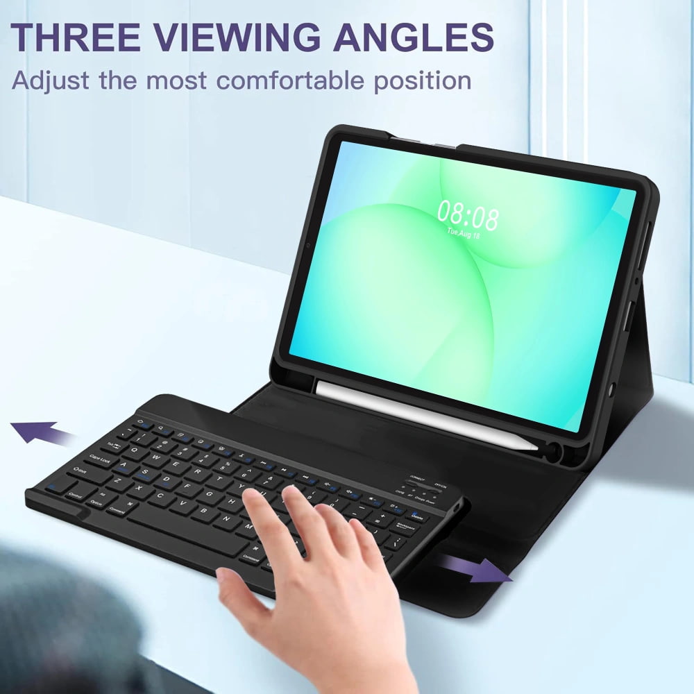 Husa pentru Samsung Galaxy Tab A11 8.7 inch cu tastatura iluminata wireless detasabila RGB 7 lights, Bluetooth, USB Type-C, functie stand si slot stylus + mouse wireless RGB lights, negru