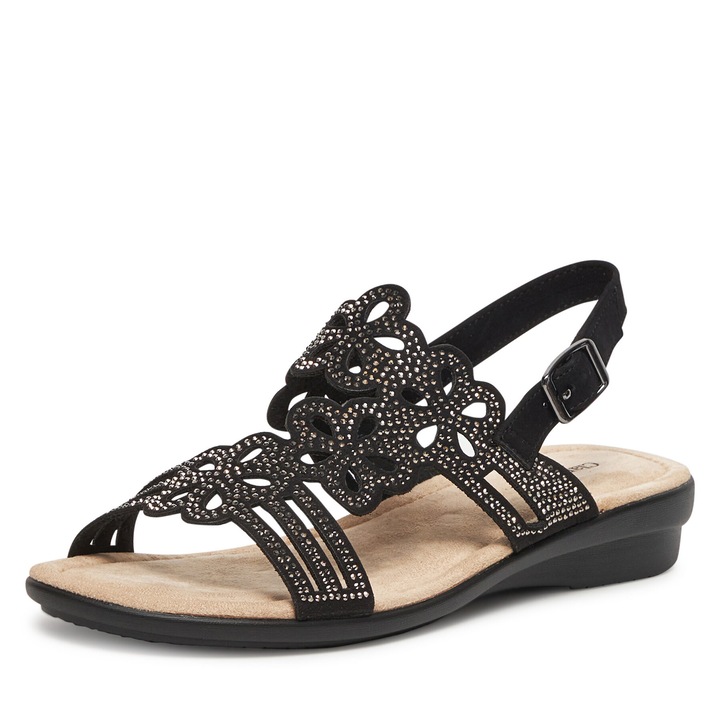 Sandale dama Clara Barson, negre, tesatura, 40 EU