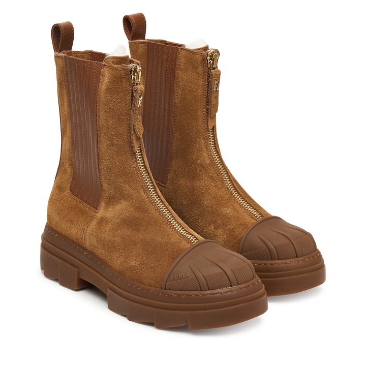 Botine dama YI57FGU BX3507, Furla, Piele naturala, Maro, 41 EU