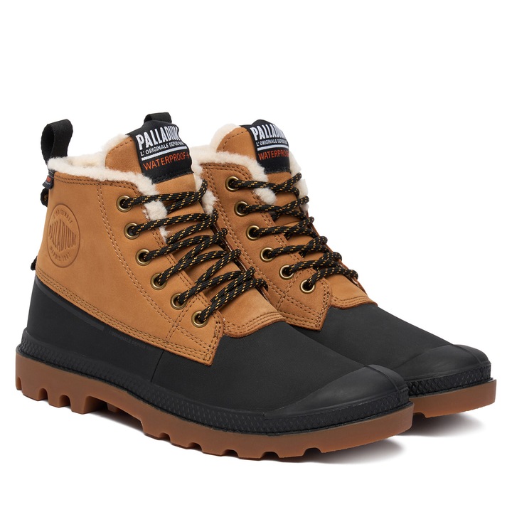 Ghete barbati Palladium, Pampa Duck Wl Wp+ 79, unisex, culoare maronie, material textil, 39 EU