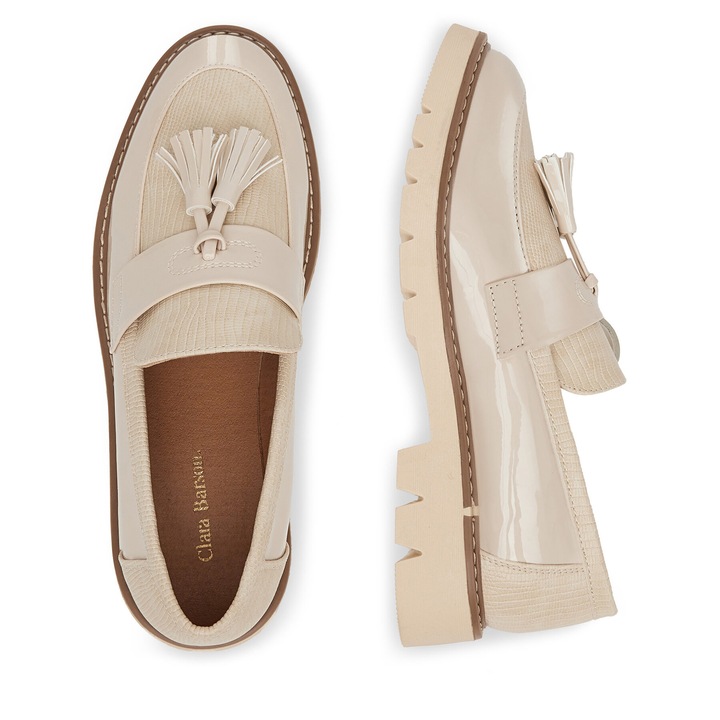 Mocasini dama Clara Barson, bej, piele ecologica