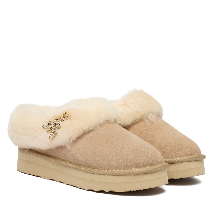 Ghete de zapada unisex, Patrizia Pepe, piele naturala, bej, Bej, 39
