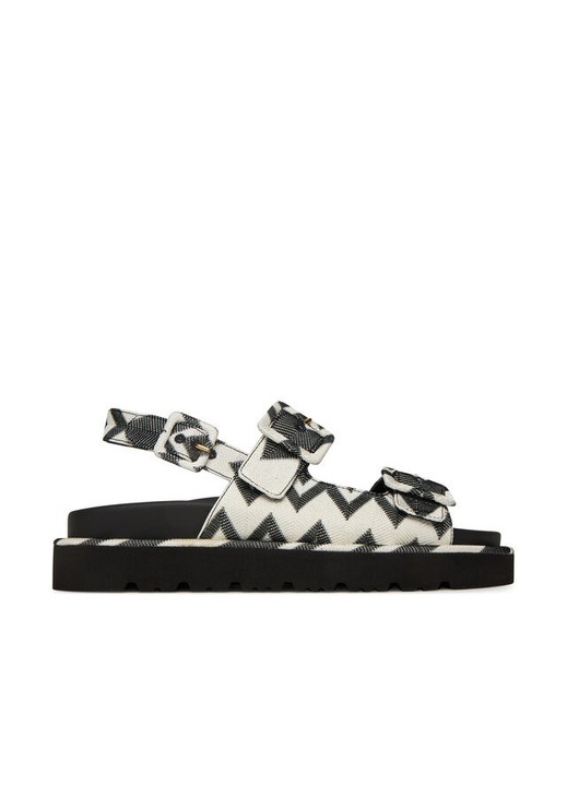 Sandale dama, M Missoni, Alb/Negru, Textil