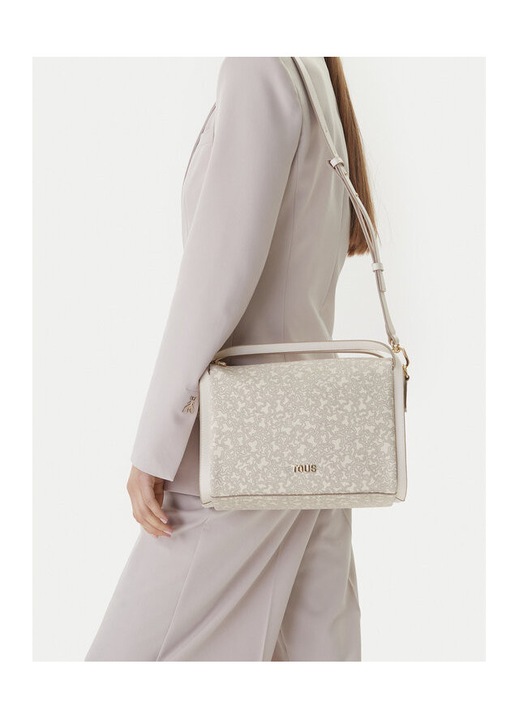 Geanta dama Tous City Kaos Mini Lines, bej, din piele ecologica